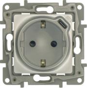 Legrand Etika Алюминий с/з + USB type-C, 7,5Вт (USB type-C 5V, 1,5A)