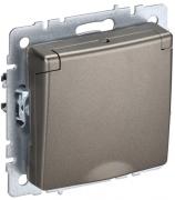 IEK Brite Base Шампань Розетка двойная с/з с крышкой со шторками IP20, винтовой зажим