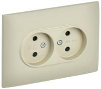 IEK Skandy Бежевый Розетка двойная б/з со шторками в сборе, винтовой зажим