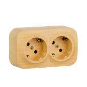 Legrand Quteo Дерево сосна Наружный Блок: Розетка 2-ая с/з со шторками 45°, винтовые клеммы