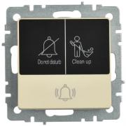 IEK Brite Base Бежевый Выключатель 1-кл кнопочный с Н.О для отелей DND/MUR "не беспокоить / уберите с индикацией