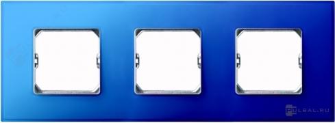 РамкаSimon 27 neos, 3 поста, цвет - васильковый, пластмасса