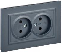 IEK Brite Маренго Розетка двойная б/з в сборе, винтовой зажим