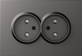 Donel A07 Матовый Титан Накладка Розетки 2-ая б/з со шторками