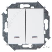 ВыключательSimon 15, двухклавишный, с подсветкой, цвет - белый