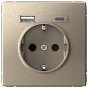 ArtGallery Шампань Розетка с/з USB A+С, (USB type-C 5V,  USB type-A 5V)