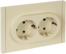 IEK Fortepiano Ванильный Розетка двойная с/з в сборе, винтовой зажим