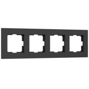 Рамка
Slab,  4 поста,   цвет - черный матовый,  пластмасса
