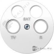 Накладка
R.1,  R.3,  R.8,  телевизионная (TV),  спутниковая (SAT),  радио (R),  четверная,   цвет - белый глянцевый
