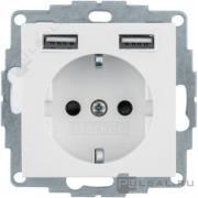 Розетка USB A+A, 2.4А с электрической розеткой
S.1,  USB type-A 5V,  Электр. с USB,  двойная,   цвет - белый глянцевый