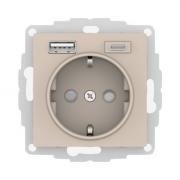 Atlas Design Песочный Розетка с/з+USB Розетка A+C, 5В/2,4А/3,0А+2х5В/1,5А