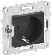 IEK Skandy Черный Розетка с/з со шторками, безвинтовые клеммы