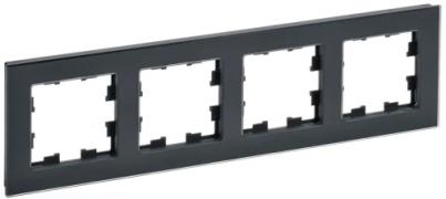 IEK Brite DECOR Черный глянец стекло Рамка 4-ая