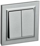 IEK Brite Base Алюминий Выключатель 2-клавишный в сборе