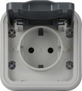 Donel W55 Серый Розетка с/з со шторками с крышкой для скрытой установки, IP55