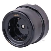 Розетка
Retro,  без шторок,  с заземлением,  одинарная,  винтовые клеммы,   цвет - черный