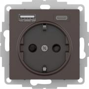 Atlas Design Мокко Розетка с/з+USB Розетка A+C, 5В/2,4А/3,0А+2х5В/1,5А