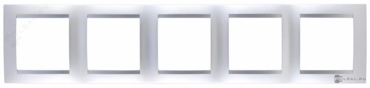 РамкаSimon 15, 5 постов, цвет - алюминий, пластмасса