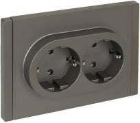 IEK Fortepiano Сталь Розетка двойная с/з в сборе, винтовой зажим