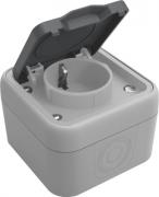 Donel W55 Серый Розетка с/з со шторками с крышкой для накладной установки, IP55