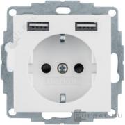 Розетка USB A+A, 2.4А с электрической розеткой
S.1,  B.3,  B.7,  USB type-A 5V,  Электр. с USB,  двойная,   цвет - белый матовый