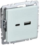 IEK Brite Base Жемчуг Розетка USB А+C, 18Вт быстрая зарядка (USB type-C 5V, USB type-A 5V)