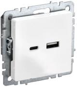 IEK Brite Base Белый Розетка USB А+C, 18Вт быстрая зарядка (USB type-C 5V, USB type-A 5V)