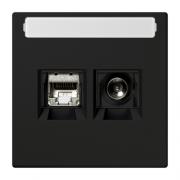 Jung LS 990 Черный матовый Розетка TV+RJ45