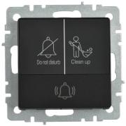 IEK Brite Base Черный Выключатель 1-кл кнопочный с Н.О для отелей DND/MUR "не беспокоить / уберите с индикацией