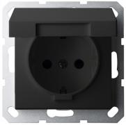 Jasmart G Черный матовый Розетка с/з со шторками с крышкой