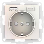 Atlas Design Жемчуг Розетка с/з+USB Розетка A+C, 5В/2,4А/3,0А+2х5В/1,5А