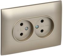 IEK Skandy Шампань Розетка двойная б/з со шторками в сборе, винтовой зажим