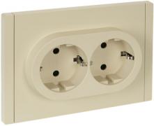 IEK Fortepiano Ванильный Розетка двойная с/з со шторками в сборе, винтовой зажим