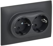 IEK Skandy Титан Розетка двойная с/з со шторками в сборе, винтовой зажим