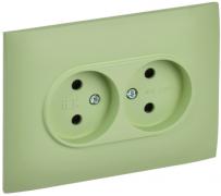 IEK Skandy Мятный Розетка двойная б/з со шторками в сборе, винтовой зажим