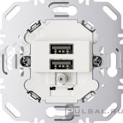 Механизм розетки USB, 3,0А
R.1,  R.3,  R.8,  K.1,  K.5,  Q.1,  Q.3,  Q.7,  S.1,  B.3,  B.7,  USB type-A 5V,  двойная,   цвет - белый матовый