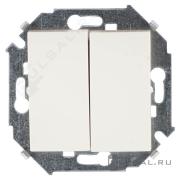ВыключательSimon 15, двухклавишный, без подсветки, цвет - слоновая кость