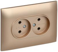 IEK Skandy Песчаный Розетка двойная б/з в сборе, винтовой зажим