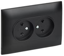 IEK Skandy Черный Розетка двойная б/з со шторками в сборе, винтовой зажим