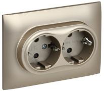 IEK Skandy Шампань Розетка двойная с/з со шторками в сборе, винтовой зажим