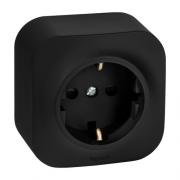 Legrand Quteo Матовый черный Розетка с/з со шторками, винтовые клеммы