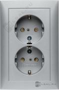 Розетка
B.7,  со шторками,  с заземлением,  двойная,  безвинтовые клеммы,   цвет - алюминий матовый