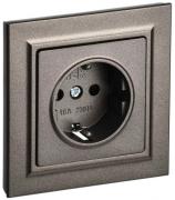 IEK Brite Темная Бронза Розетка с/з со шторками в сборе, винтовой зажим