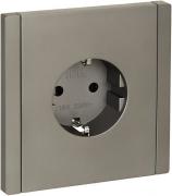 IEK Fortepiano Сталь Розетка с/з со шторками, безвинтовые клеммы