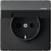 ArtGallery Aqua Карбон Розетка с/з со шторками с крышкой IP 44 винтовые клеммы