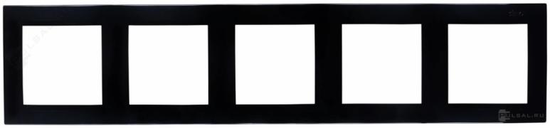 РамкаSimon 15, 5 постов, цвет - черный глянец, пластмасса