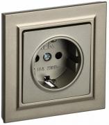 IEK Brite Шампань Розетка с/з со шторками в сборе, винтовой зажим