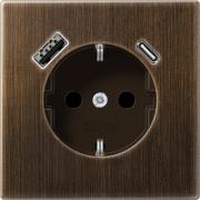 Jung LS 990 Латунь античная Розетка с/з USB A+С, (USB type-C 5V, USB type-A 5V)