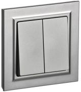 IEK Brite Base Сталь Выключатель 2-клавишный в сборе