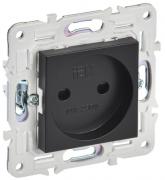 IEK Skandy Черный Розетка б/з со шторками, винтовой зажим